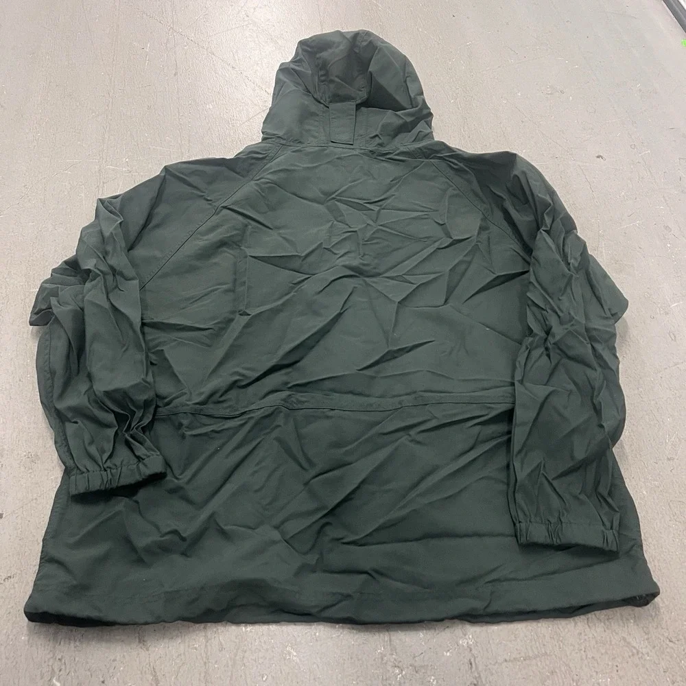 LL Bean Men's Green Full Zip Lightweight Stowaway Rain Jacket Hooded‎ Size L
